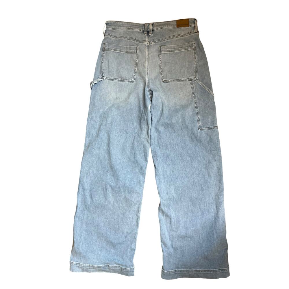 American Eagle Super High Rise Baggy Wide Leg Jeans 10 Carpenter Cargo Pockets - Picture 4 of 8